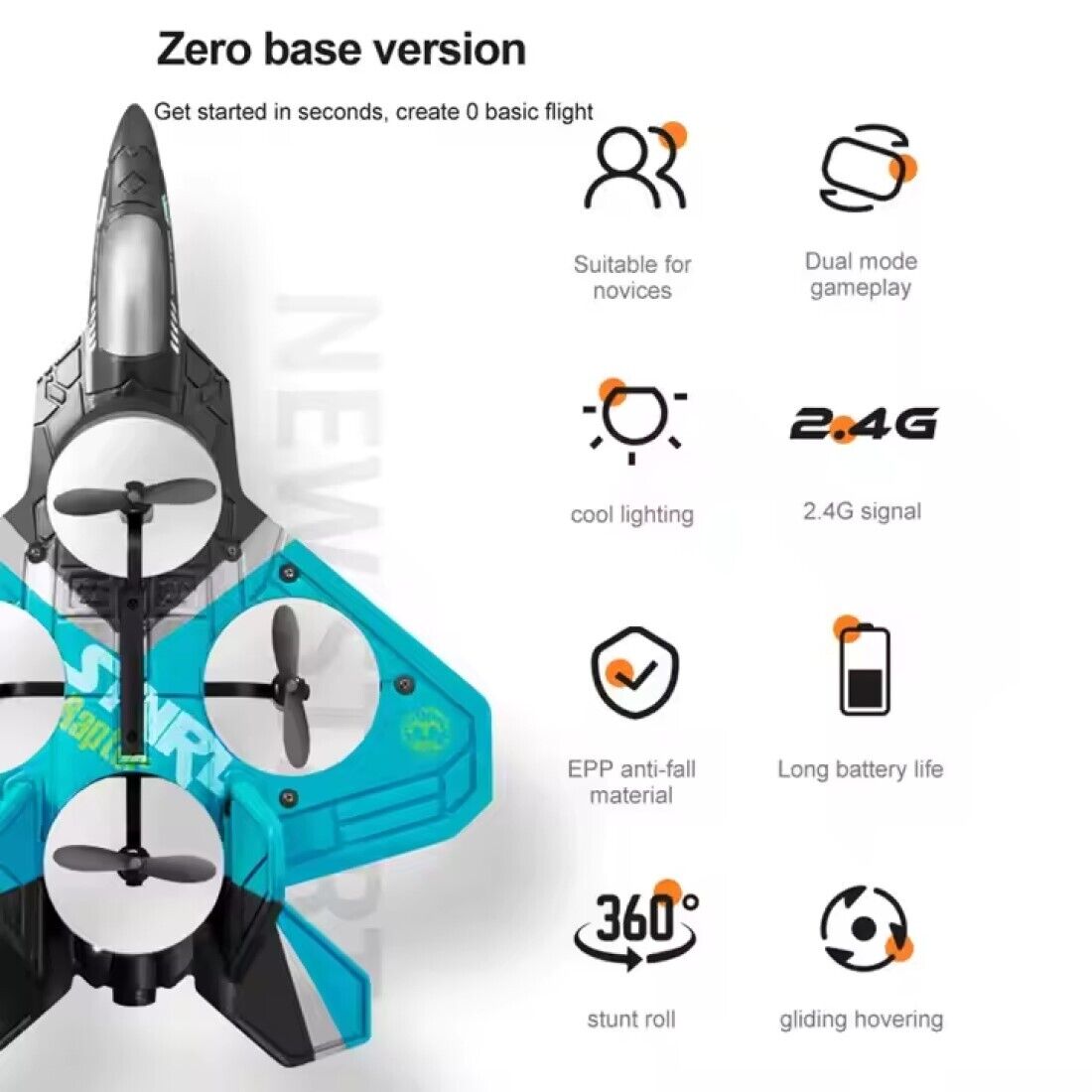 F22 RC Quadcopter Stunt Airplane 2.4G Radio Control Fighter Jet - Image 3