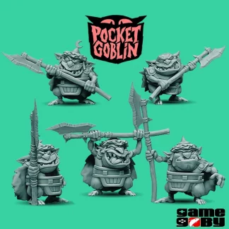 Pocket Goblin Halberdiers, 28mm Resin Miniatures for DnD