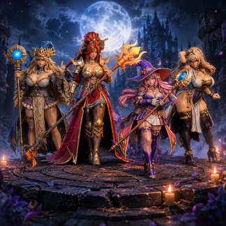 Twilight Witches - Fantasy Sorceress Miniatures | Unpainted Mage Models, DnD Display Pieces