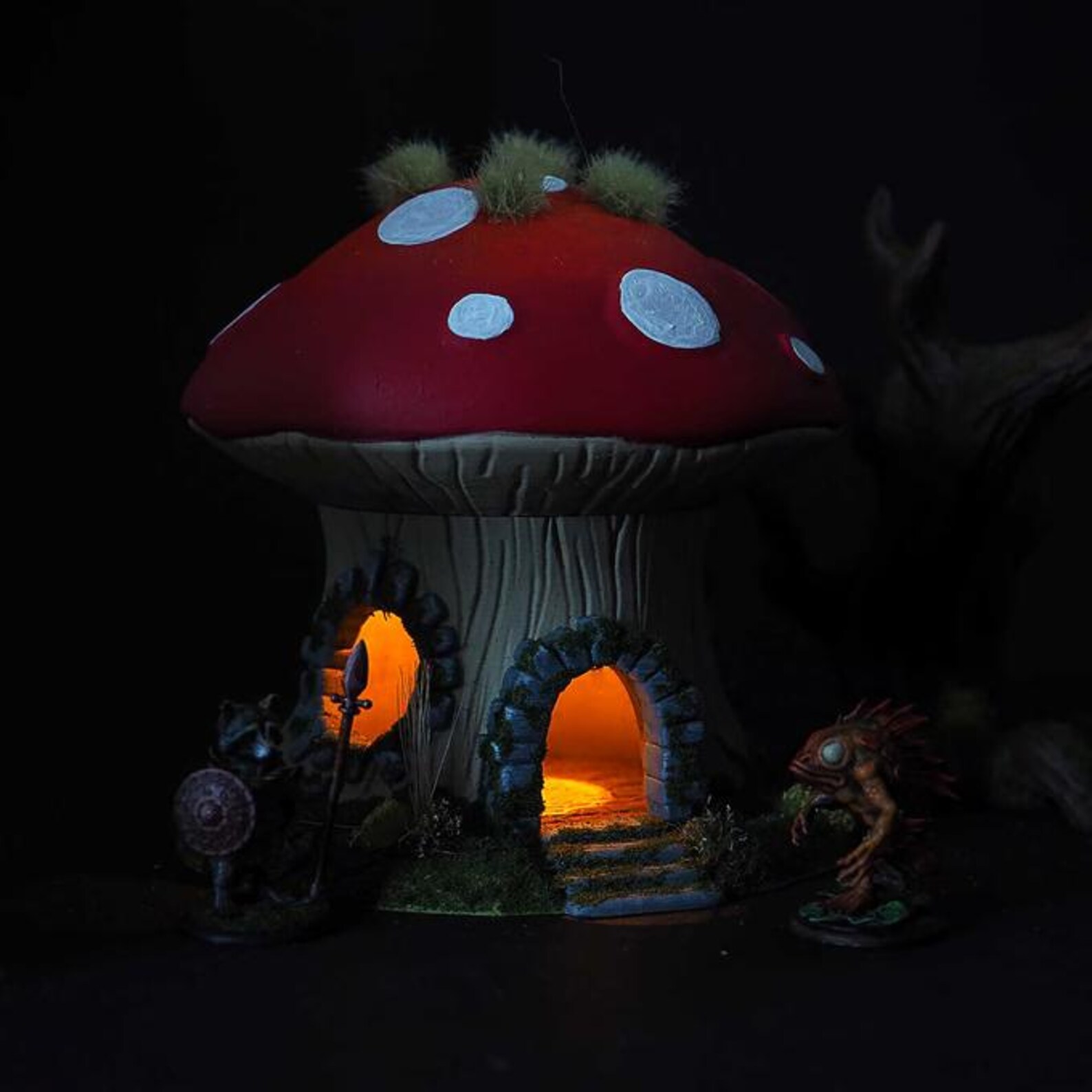 Through the Swamp — Fantasy Mushroom House Terrain – LED Tea-Light Ready (Unpainted) - Image 5